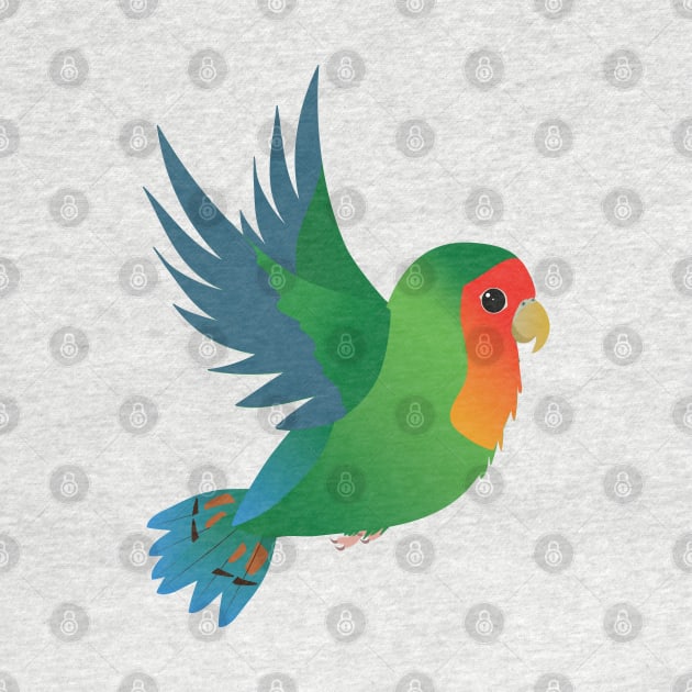 Flying green peach faced lovebird by Bwiselizzy